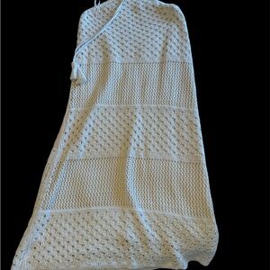 Elegant Cream Knit Women's halter midi dress